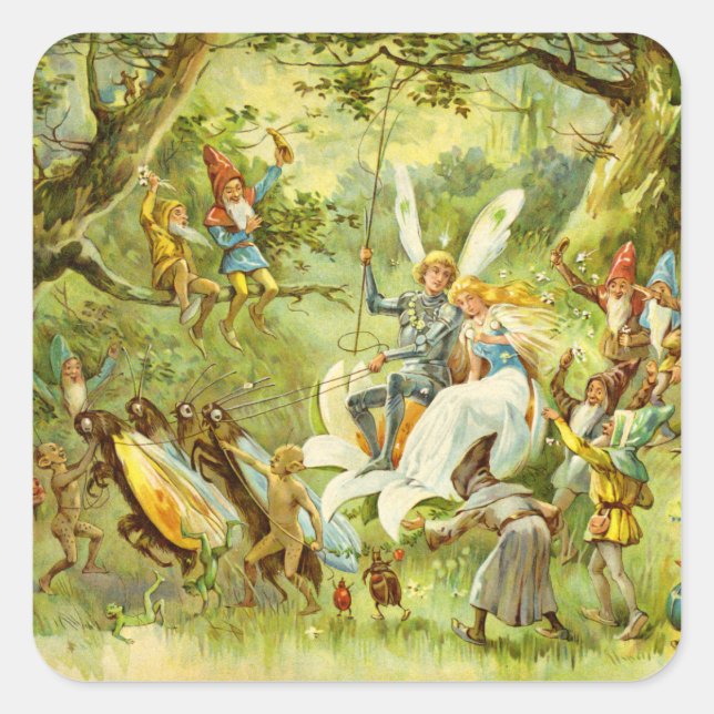 Adesivo Quadrado O Príncipe Fada e a Thumbelina (Frente)