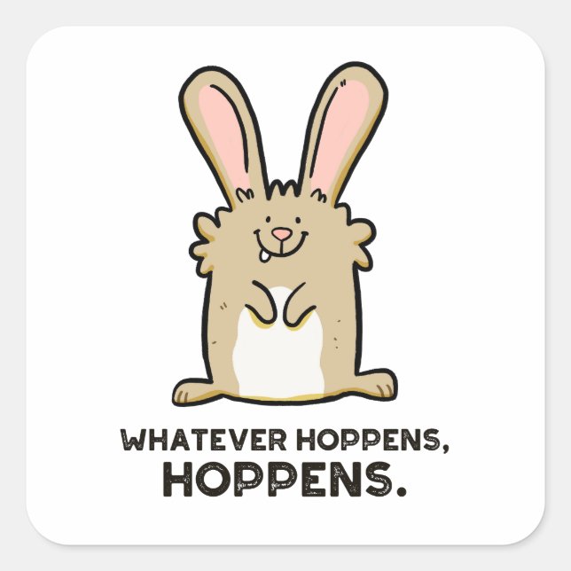 Adesivo Quadrado O que quer que seja, Hoppens Rabbit Pun Sticker (Frente)