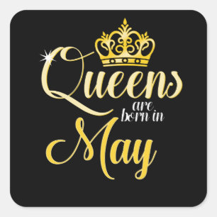 Adesivo Quadrado O Queens é em maio aniversário nascido da menina