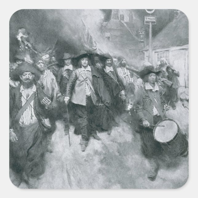 Adesivo Quadrado O Queimamento de Jamestown (Frente)