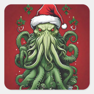 Adesivo Quadrado O reinado de Yuletide de Cthulhu: Um Natal terríve
