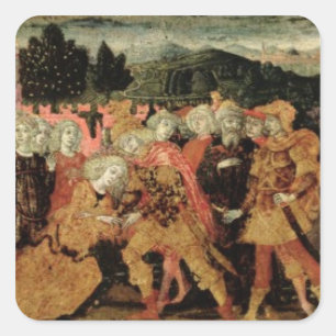 Adesivo Quadrado O retorno de Ulysses, painel do cassone, Sienese