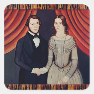 Adesivo Quadrado O retrato de Novo-weds