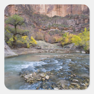 Adesivo Quadrado O rio Virgin no outono no Parque Nacional Zion