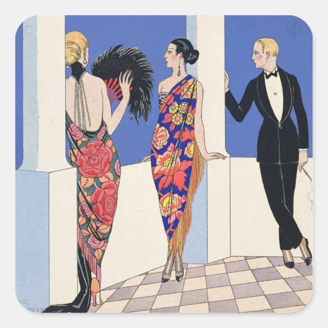 Adesivo Quadrado O Sabor dos Xales, 1922 (impressão de pochoir) (Frente)