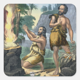 Adesivo Quadrado O sacrifício de Cain e de Abel, de um impressão