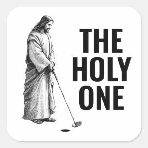Adesivo Quadrado O Santo - Jesus Jogando Golfe