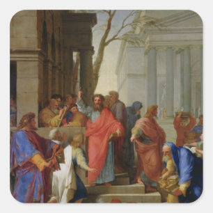 Adesivo Quadrado O sermão de St Paul em Ephesus, 1649