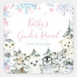 Adesivo Quadrado O Sexo Animal De Inverno Revela Ele Ou Ela Neves F