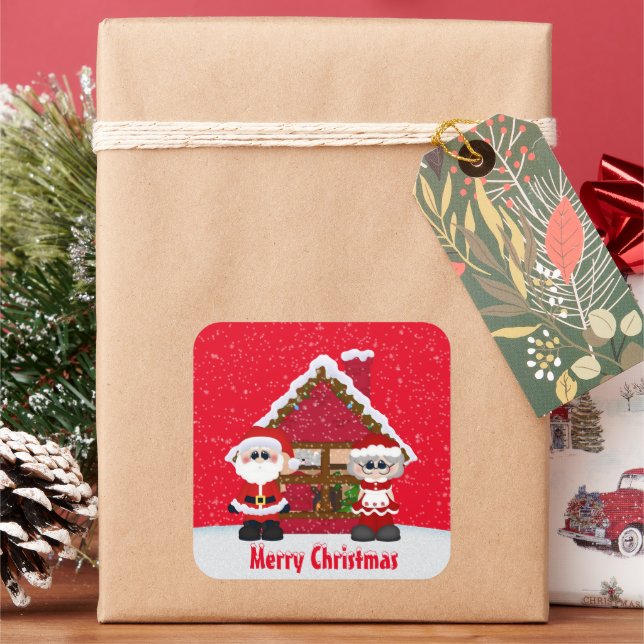 Adesivo Quadrado O Sr. e a Sra. Papai Noel. (Feriado)