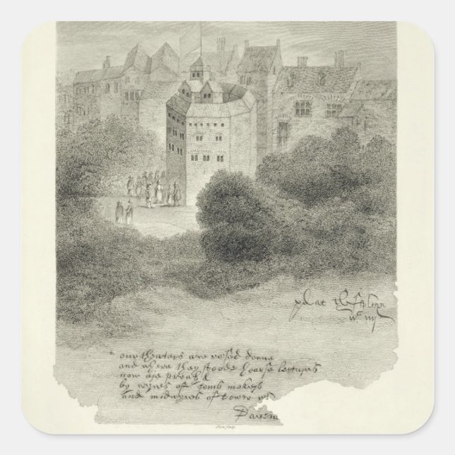 Adesivo Quadrado O Teatro do Globo, Bankside, Southwark, depois de  (Frente)