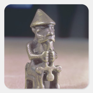 Adesivo Quadrado O Thor com um martelo, estatueta encontrou em