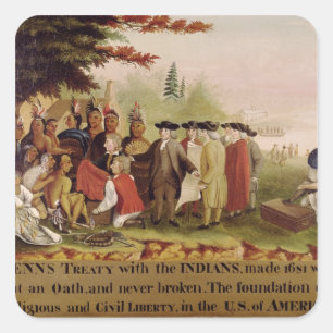 Adesivo Quadrado O Tratado de Penn com os indianos em 1682, c.1840