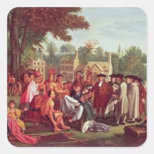 Adesivo Quadrado O Tratado de William Penn com os indianos em 1683