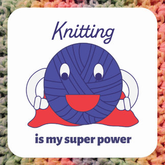 Adesivo Quadrado O tricô é o meu Yarn Super Power Funny