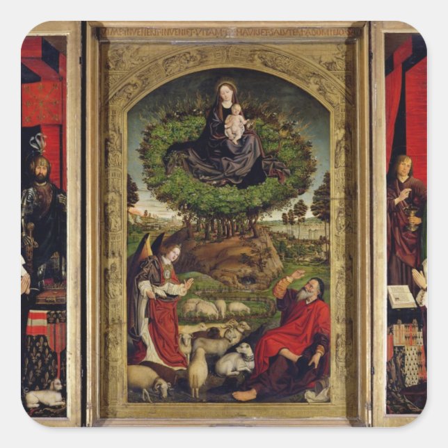 Adesivo Quadrado O Triptych de Moisés e o Burning Bush (Frente)