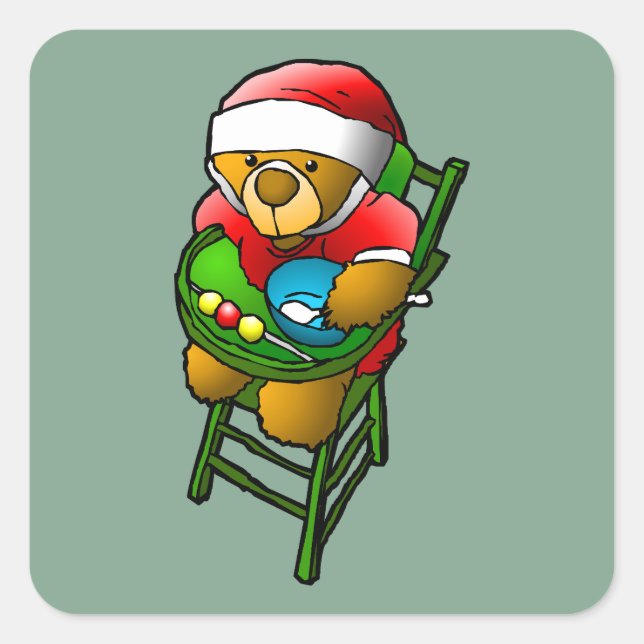 Adesivo Quadrado O ursinho de Natal (Frente)