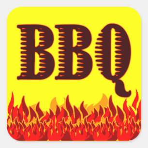 Adesivo Quadrado O vermelho do CHURRASCO arde o frasco customizáve