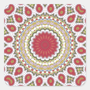 Adesivo Quadrado O vermelho Jewels o design geométrico do mosaico