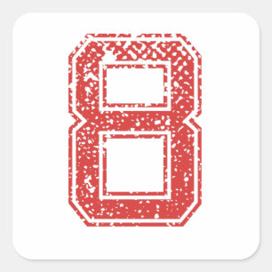 Adesivo Quadrado O vermelho ostenta Jerzee número 8