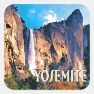 Adesivo Quadrado O véu nupcial cai parque nacional de Yosemite