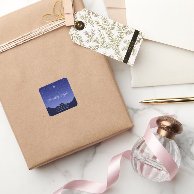 Adesivo Quadrado O Vinheta de Natal Santa Noite (Presentear)