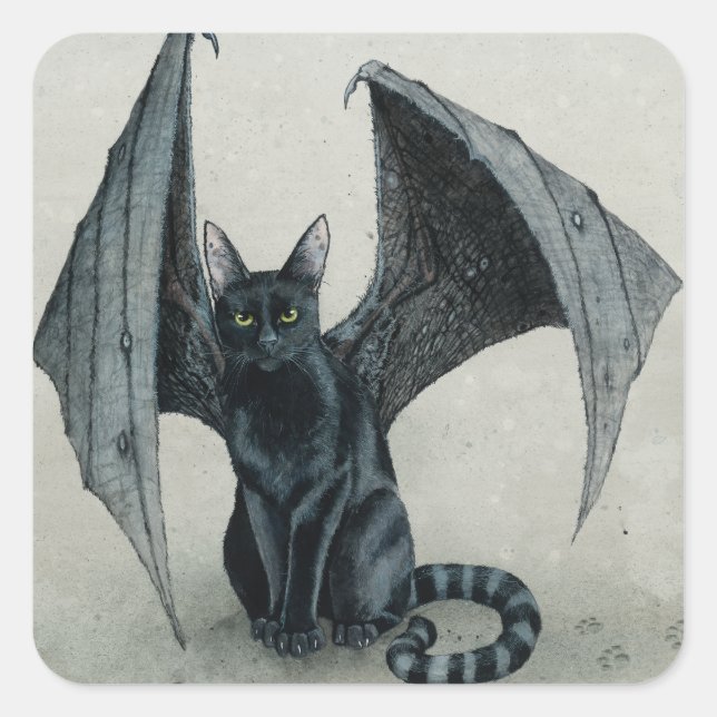 Adesivo Quadrado O Vinheta do Gato de Battilha da Cidade (Frente)