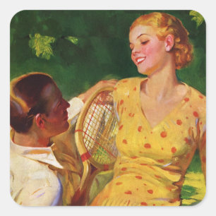 Adesivo Quadrado O vintage ostenta o tênis, amor e romance