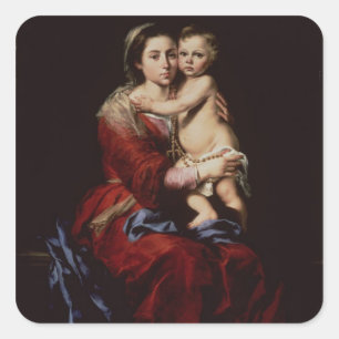 Adesivo Quadrado O Virgin do rosário, c.1650