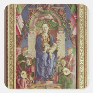 Adesivo Quadrado O Virgin e a criança Enthroned, médio 1470s