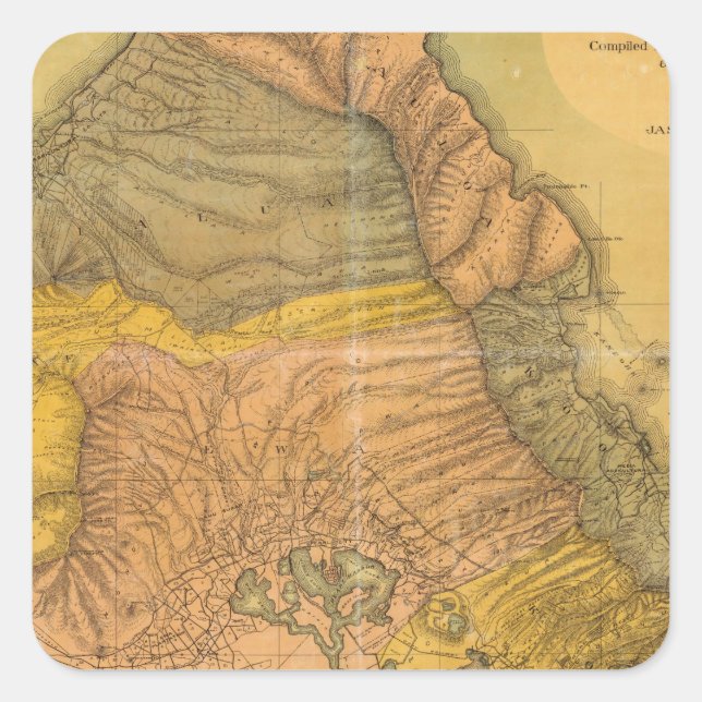 Adesivo Quadrado Oahu, Ilhas Havaianas (Frente)