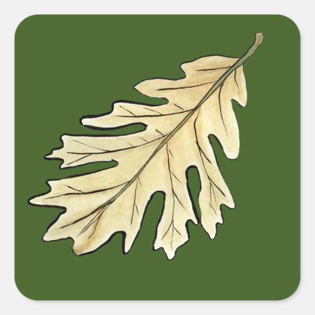 Adesivo Quadrado Oak Leaf Watercolor (Frente)