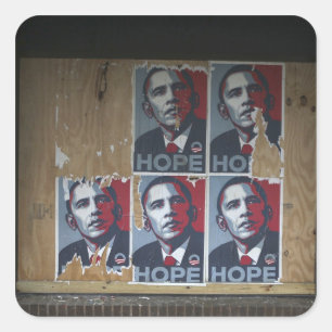 Adesivo Quadrado Obama assina em uma janela fechada de um