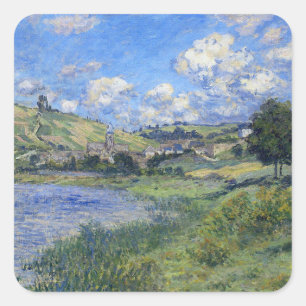 Adesivo Quadrado Obra de Claude Monet, Vetheuil, Paysage,