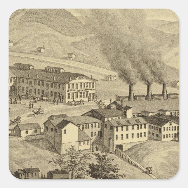 Adesivo Quadrado Obras da Central Glass Company na Virgínia Ocident (Frente)