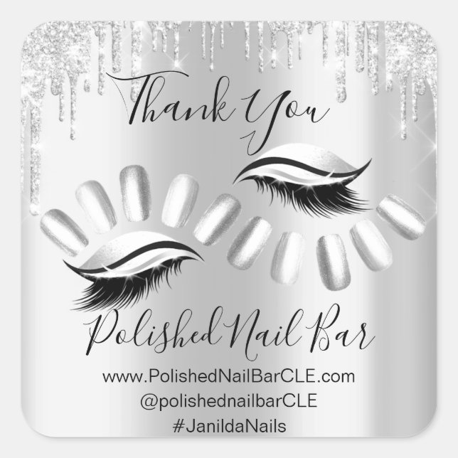 Adesivo Quadrado Obrigado A Comprar Os Drives E As Unhas, Cinzas De (Frente)