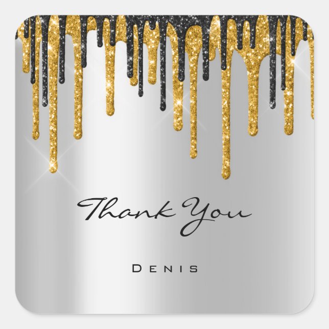 Adesivo Quadrado Obrigado A Dar Um Nome À Cinza De Prata. (Frente)