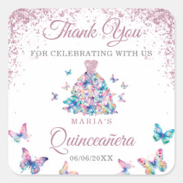 Adesivo Quadrado Obrigado A Espetar Borboletas Gown Quinceanera