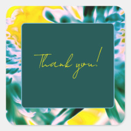 Adesivo Quadrado "Obrigado" Adorável Colors Floral Sticker