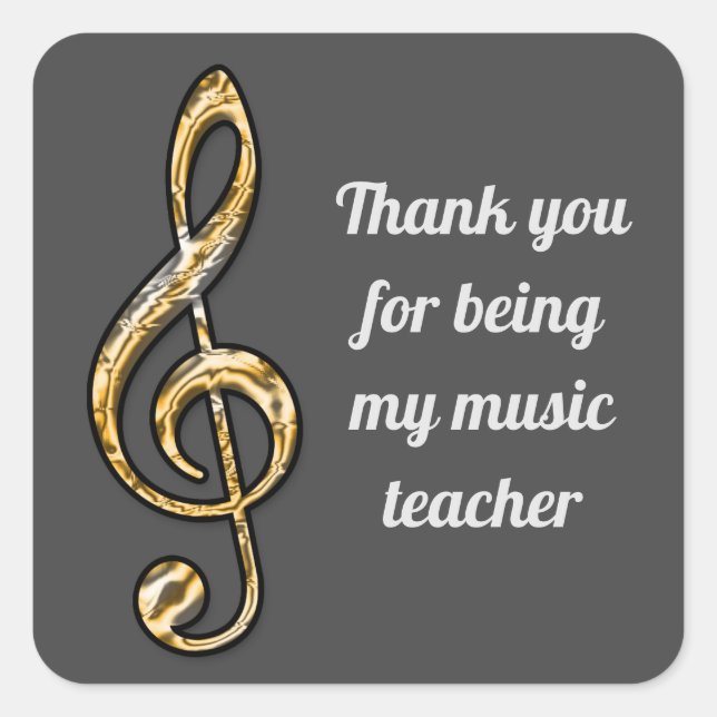Adesivo Quadrado Obrigado Apreciação do Professor de Música (Frente)