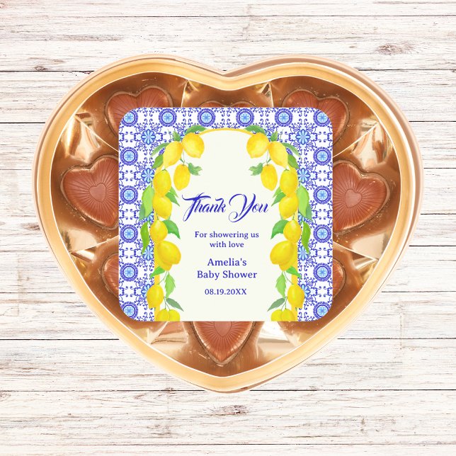 Adesivo Quadrado Obrigado Azulejo Watercolor Lemons Positano Amalfi (Criador carregado)