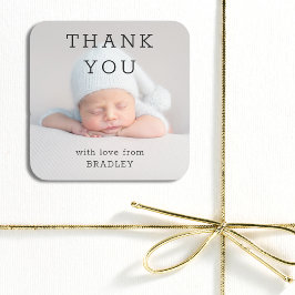 Adesivo Quadrado Obrigado, Baby Newborn Script De Chá de fraldas