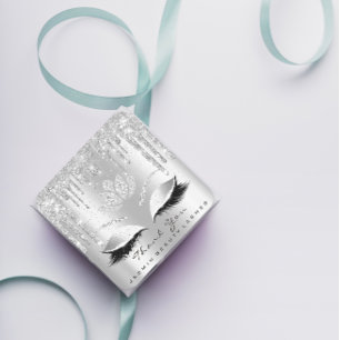 Adesivo Quadrado Obrigado Bela Lashes Lotus Bridal Cinza Brilhante