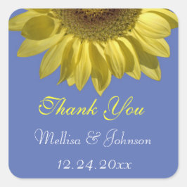 Adesivo Quadrado obrigado brilhante de girassol de verão seu favor