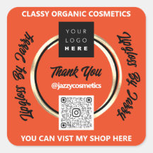 Obrigado Business Código QR Logotipo Dourado Laran