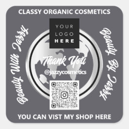 Adesivo Quadrado Obrigado Business Logotipo QRCode Silver Map Enfum