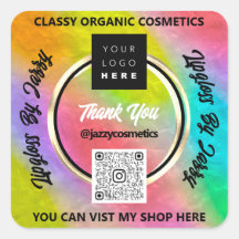 Obrigado Business QR Code Logotipo Rainbow Hologra