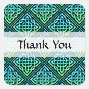 Adesivo Quadrado Obrigado Celtic Knot - Diamond Blue Green