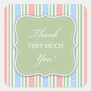 Adesivo Quadrado Obrigado Chá de fraldas Sticker