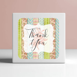 Adesivo Quadrado Obrigado Chalé Chic Shabby Rosas Madeira Rústica